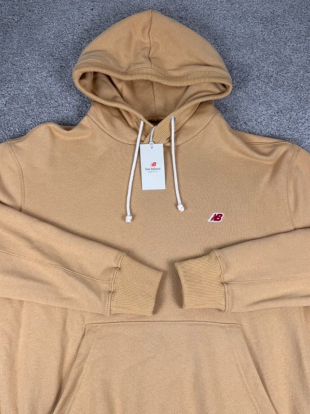 New Balance Made in The USA Core Pullover Hoodie Sweatshirt Tan Yellow Sz Small